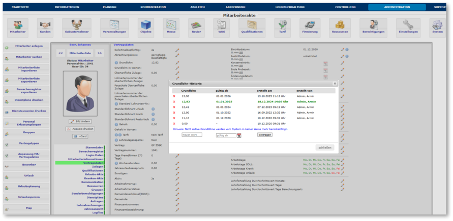 Neuen Vertragstypen anlegen für geringfügig Beschäftigte