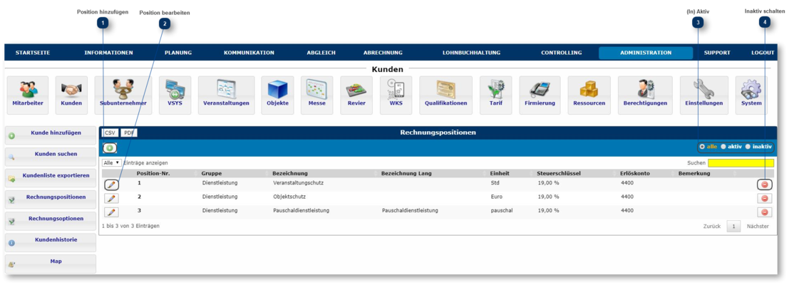 Rechnungspositionen